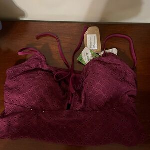 Burgundy Womens eyelit style bikini